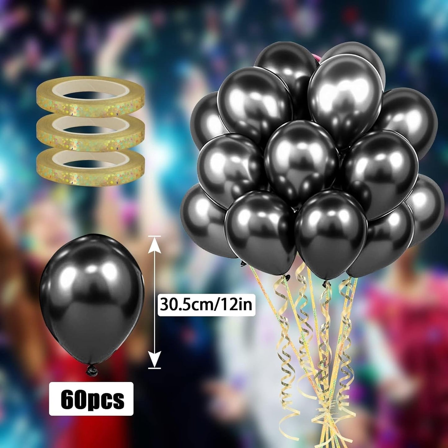 Luftballons Schwarz 60 Stück